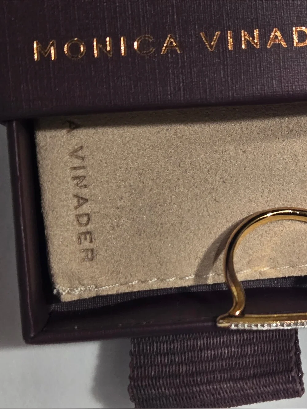 Monica Vinader Skinny Stacking Ring - 18k Gold Vermeil & Diamond - Size 7.5